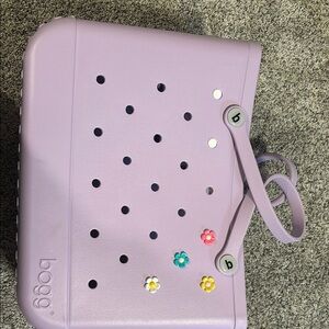 Bogg Purple Tote Bag with Floral Accents